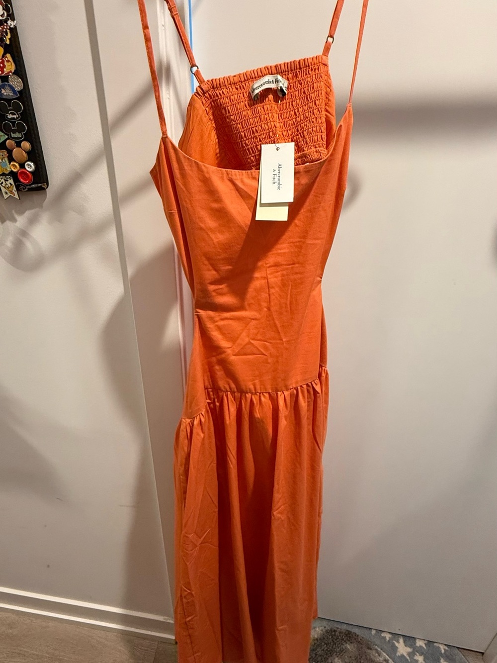 Abercrombie & Fitch Orange Spaghetti-Strap Maxi Dress